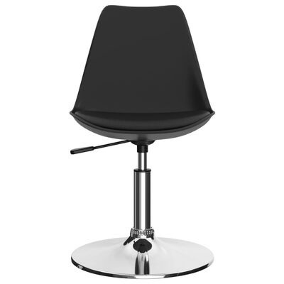 Cadeira de escritório preta com base de metal cromado e alavanca de ajuste