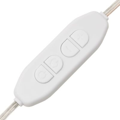 Controlador branco com três botões e cabo