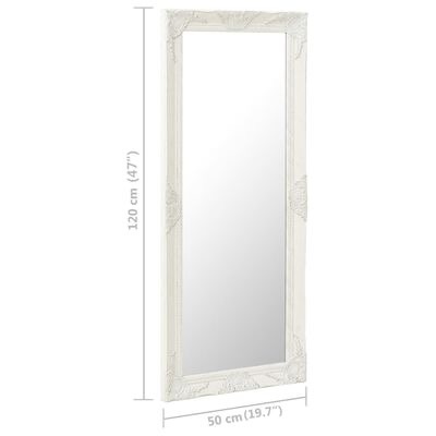 Espelho retangular com moldura branca texturizada e decorativa