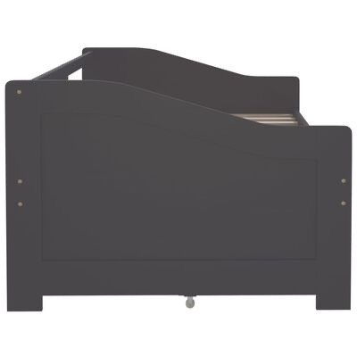 Cama solteiro de madeira preta vista de lado