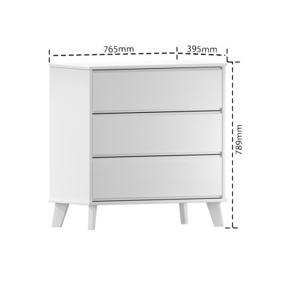 Cômoda branca de três gavetas