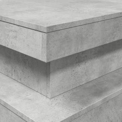 Pedestal cúbico de cimento cinza claro com textura e manchas