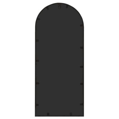 Espelho de parede com moldura preta arredondada no topo