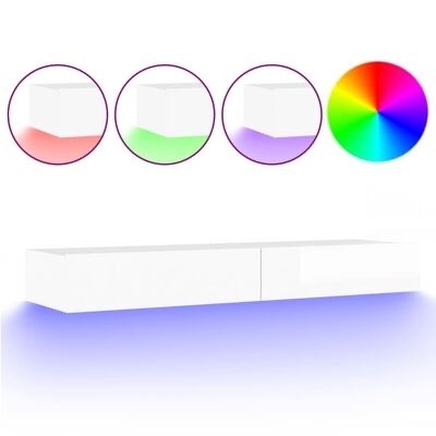 Móvel suspenso branco com luz LED colorida em baixo