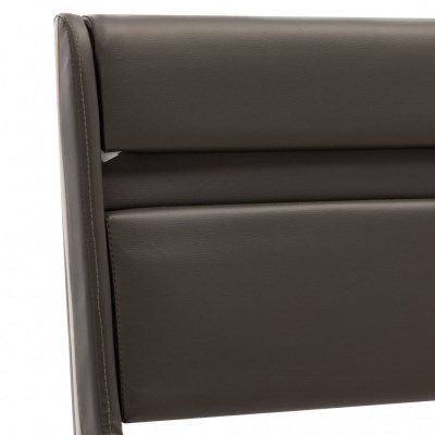 Cabeceira de cama em couro sintético castanho escuro acolchoada