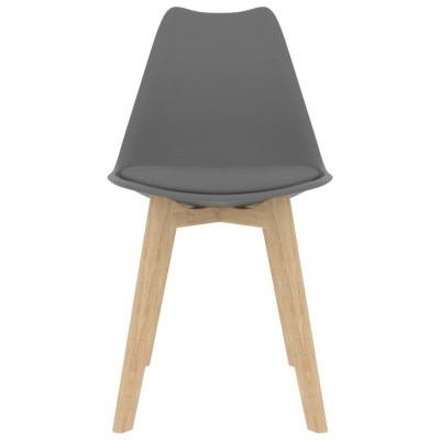 Cadeira cinza com pés de madeira clara
