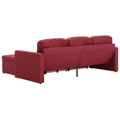 Sofá modular vermelho em tecido com chaise longue