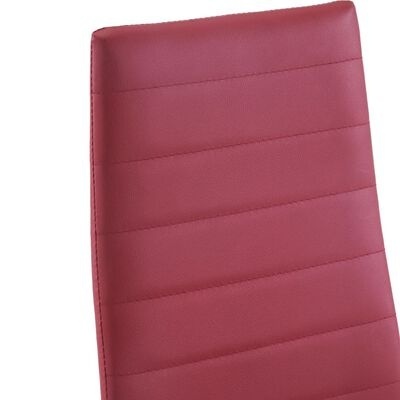 Encosto de cadeira vermelho em couro sintético com faixas acolchoadas horizontais