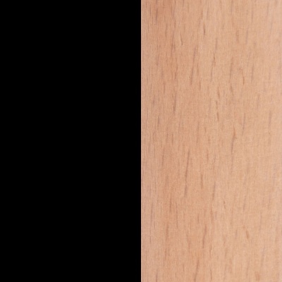 Painel de madeira clara com textura natural ao lado de fundo preto