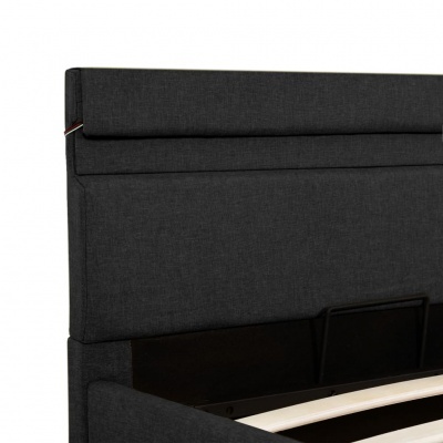 Cabeceira de cama estofada cinza escura