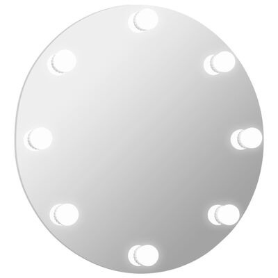 Espelho redondo com lâmpadas embutidas