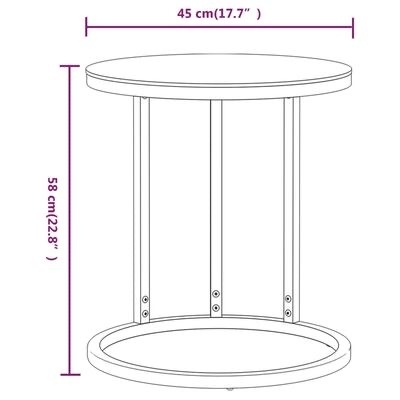 Desenho técnico de mesa redonda com medidas 45 cm diâmetro e 58 cm altura