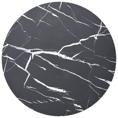 Prato redondo preto com veias brancas imitando mármore