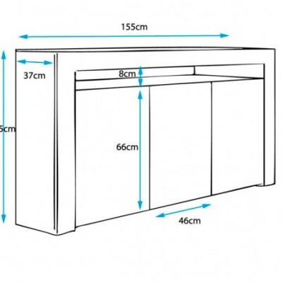 Desenho técnico de secretária com medidas em cm