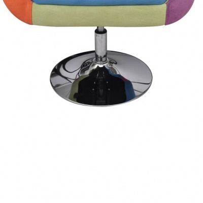 Base cromada redonda de cadeira com assento colorido em tecido