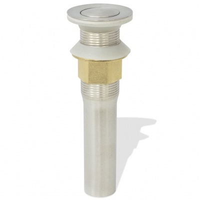 Descarregador de lavatório em metal prateado com rosca em latão