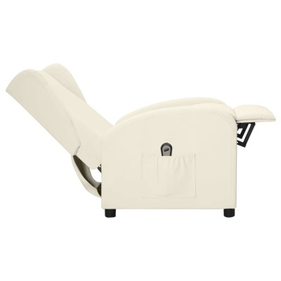 Poltrona reclinável branca com alavanca e bolso lateral