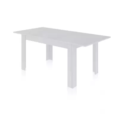 Mesa retangular branca com quatro pernas retas
