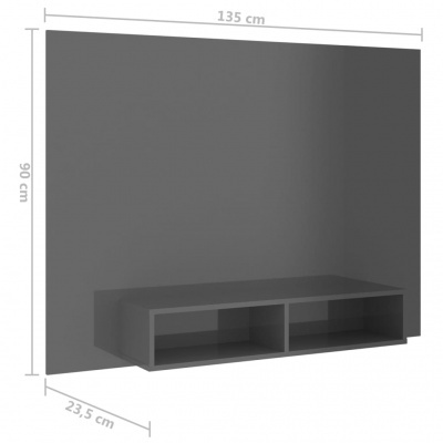 Painel de parede cinzento com prateleira dupla