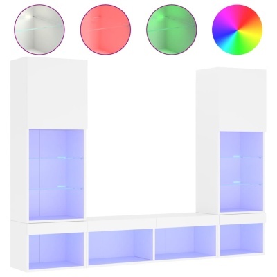 Móvel branco com iluminação LED interior colorida