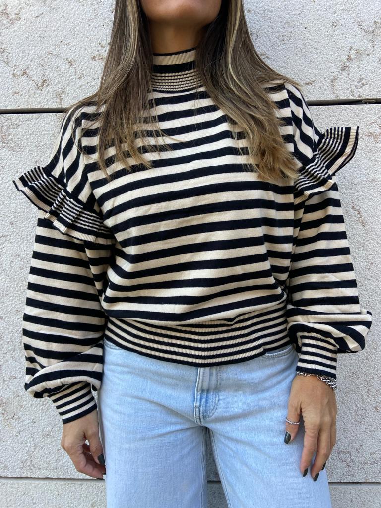 Camisola Riscas e Folhos