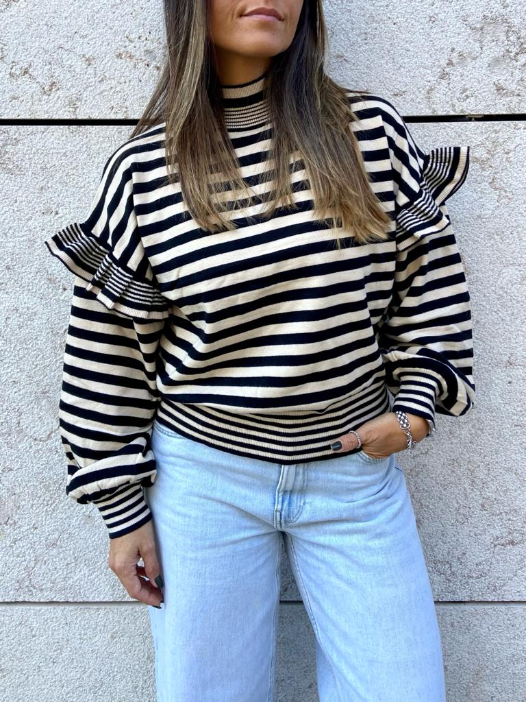 Camisola Riscas e Folhos