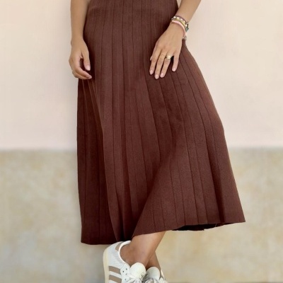 Saia de Pregas em Malha Haia | Várias cores