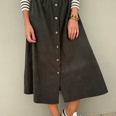 Saia Bombazine Botões | Várias cores