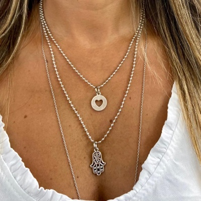 Fio Duplo Coração + Mão Hamsa