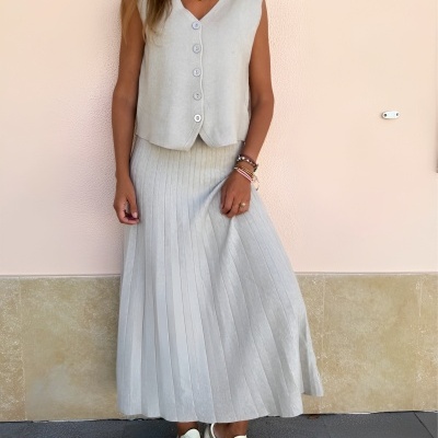 Saia de Pregas em Malha Haia | Várias cores