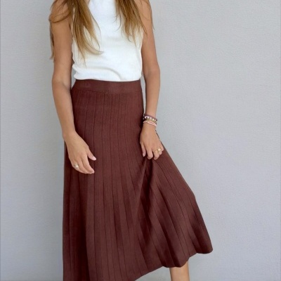 Saia de Pregas em Malha Haia | Várias cores