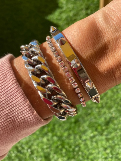 Pulseira Corrente Aço Prateado