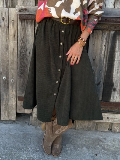 Saia Bombazine Botões | Várias cores