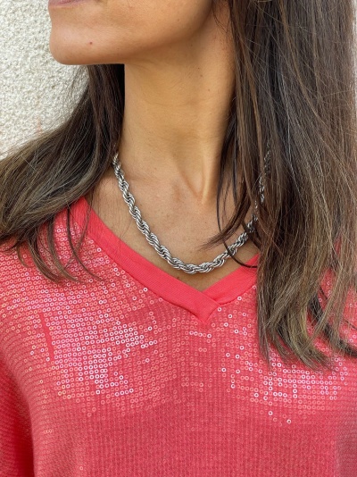 Malha Entrelaçada Aço | Prateada