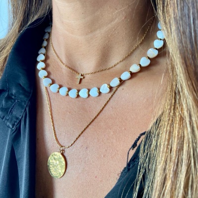 Colar Corações Madrepérola