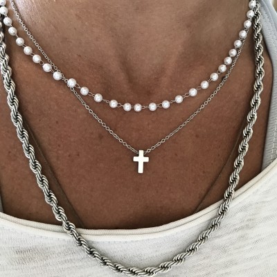 Fio Duplo Pérolas e Cruz