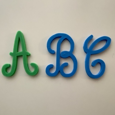 Alfabeto móvel # Letras cursivas maiúsculas # 2 unidades de cada letra