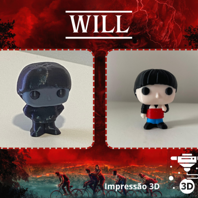 Duas figuras Funko Pop, uma preta e outra com avental vermelho e saia azul