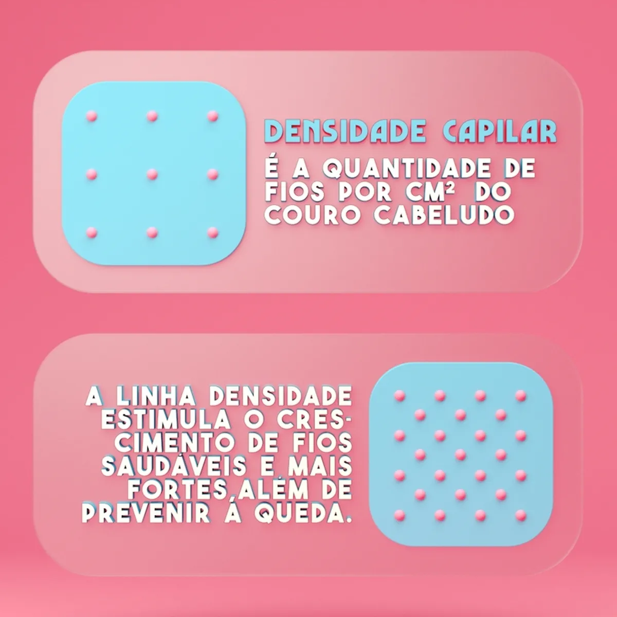 Ilustração sobre densidade capilar em fundo rosa com texto explicativo e gráficos de esferas azuis e rosas.
