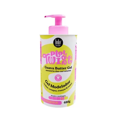Frasco branco com tampa rosa de gel modelador Lola Guava Butter para cabelos crespos e trançados
