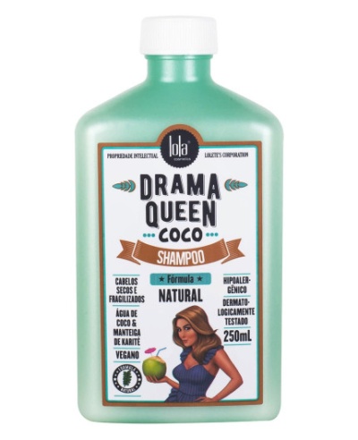 Frasco verde de shampoo Drama Queen Coco da Lola