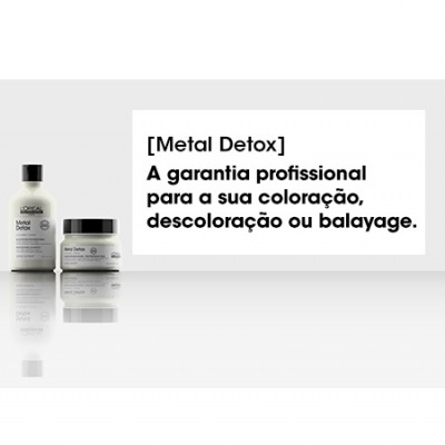 Frasco e pote do produto Metal Detox com texto promocional em fundo branco