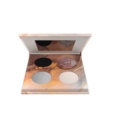 Paleta de sombras com quatro cores e espelho