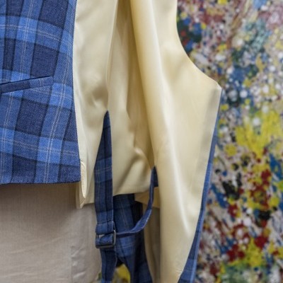 Colete Jaquetão C/ Banda de Rebuço quadrados azul