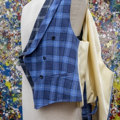 Colete Jaquetão C/ Banda de Rebuço quadrados azul