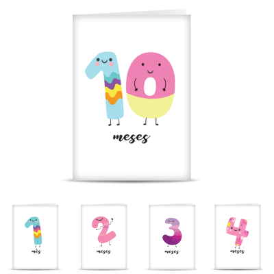 Postal "Aniversário Cartoon Tons de Rosa"