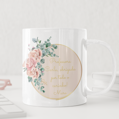 Caneca Floral Melhor Educadora - Personalizável