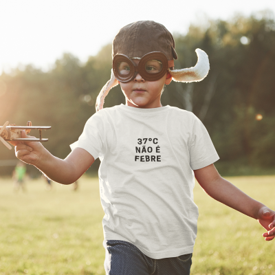 T-shirt Criança Unissexo PEARLS Branca - "37 NÃO É FEBRE"