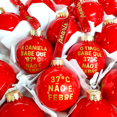 Bolas de Natal PEARLS - "37 NÃO É FEBRE"