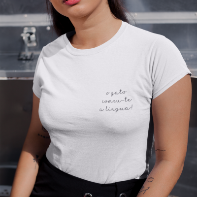 T-shirt Atitude - "o gato comeu-te a lingua"